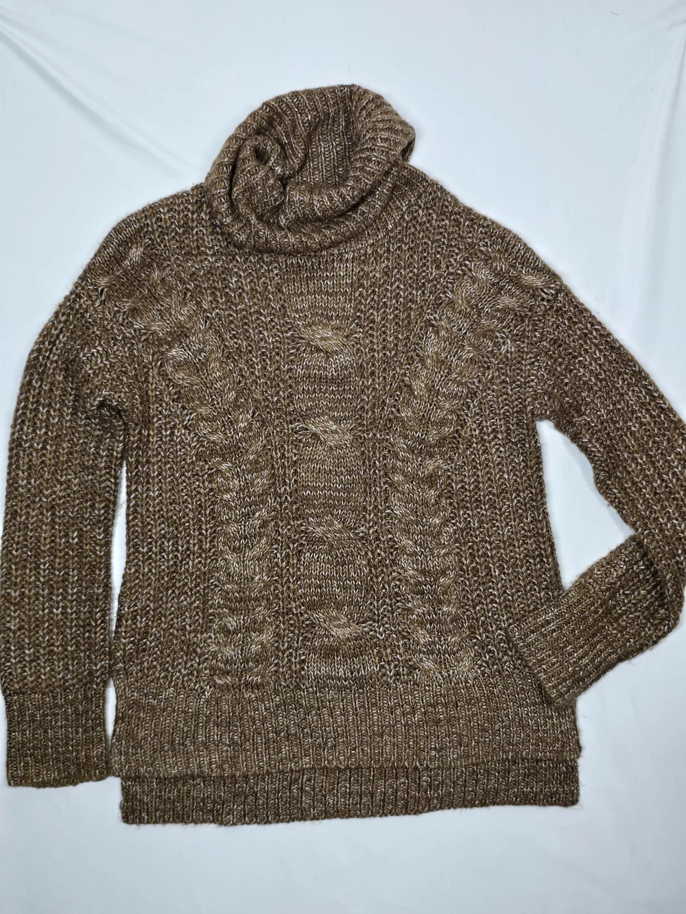 Universal Thread Brown Marled Chunky Cable Knit Cowl Neck Sweater Medium - Picture 1 of 9